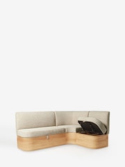 Natural Noa Curve Tweedy Plain Light Right Hand Corner Corner Storage Dining Bench - Image 8 of 12