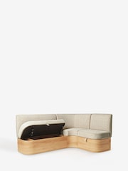 Natural Noa Curve Tweedy Plain Light Right Hand Corner Corner Storage Dining Bench - Image 9 of 12