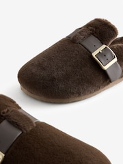 Laura Ashley Chocolate Brown Faux Fur Footbed Slippers - Image 5 of 6