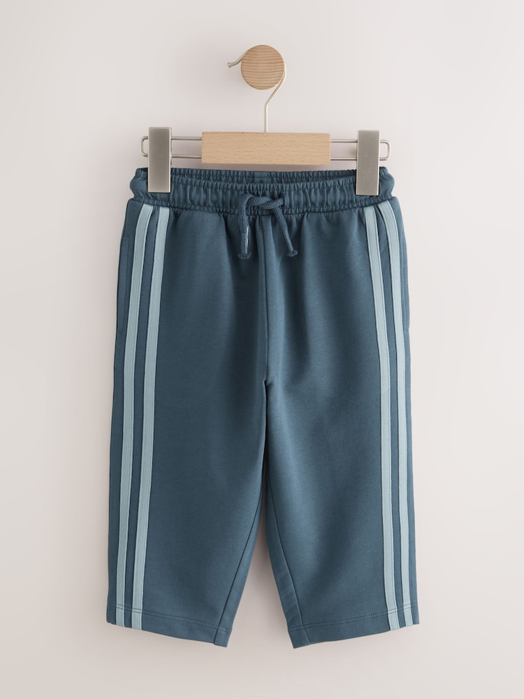 Teal Blue Wide Leg Side Stripe Joggers (3mths-7yrs) - Image 1 of 4