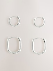 Sterling Silver Plated Huggie Hoop Earrings 2 Pack - Image 1 of 1
