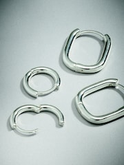 Sterling Silver Plated Huggie Hoop Earrings 2 Pack - Image 3 of 3