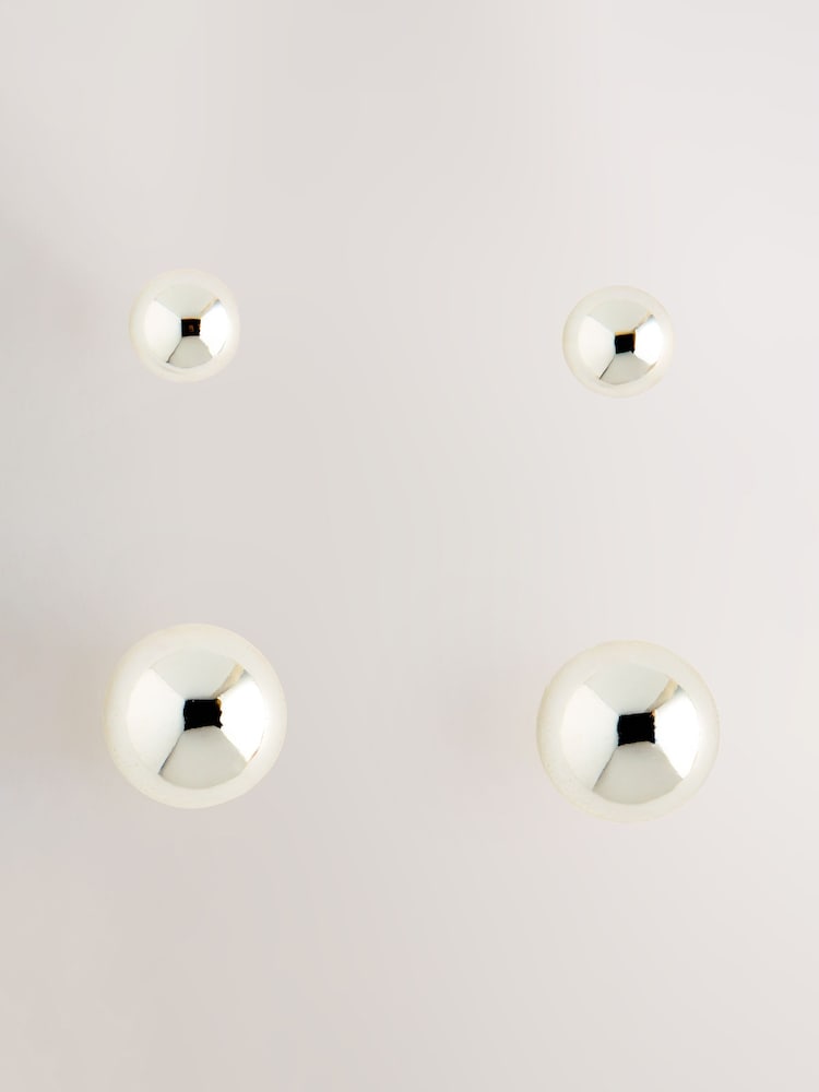 Sterling Silver Plated Ball Studs 2 Pack - Image 1 of 1