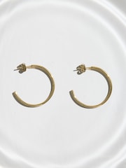 Gold Tone Stainless Steel Waterproof Hoop Earrings - Image 1 of 3