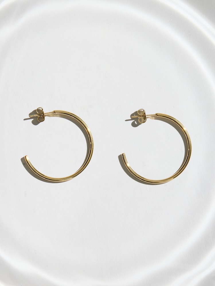Gold Tone Stainless Steel Waterproof Hoop Earrings - Image 1 of 3