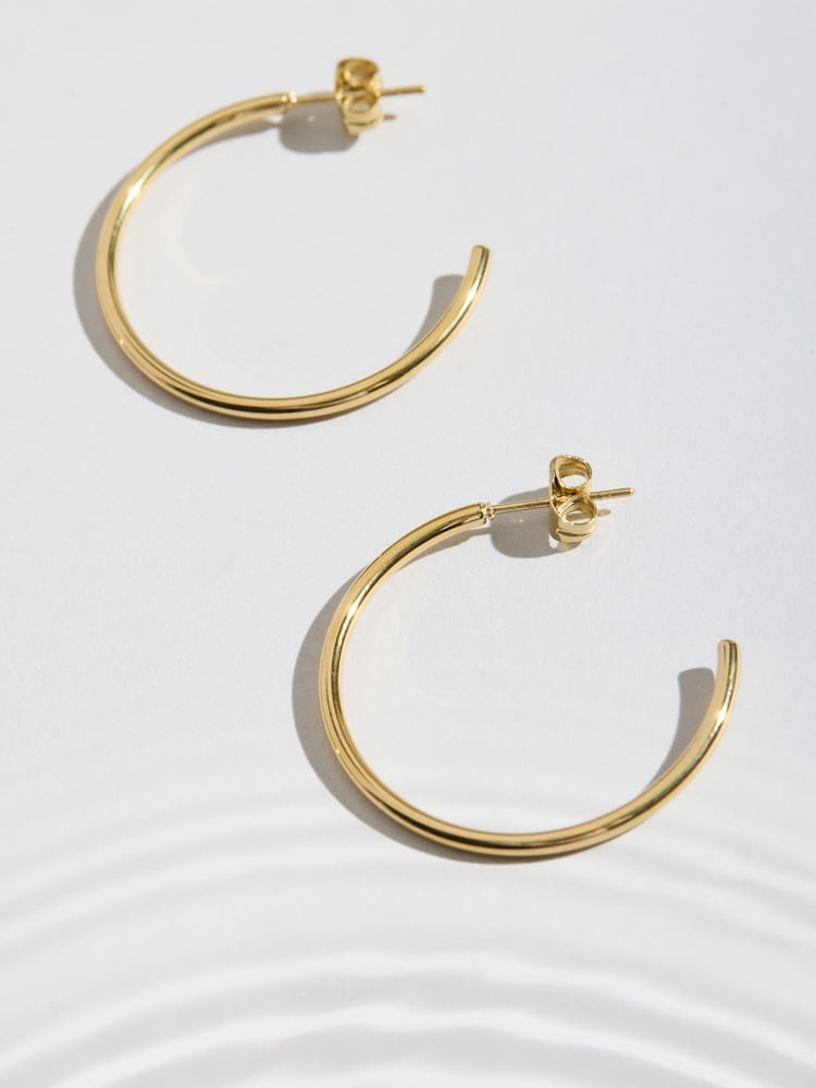Gold Tone Stainless Steel Waterproof Hoop Earrings - Image 2 of 3