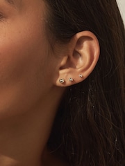 Silver Tone Waterproof Stainless Steel Ball Stud Earrings 3 Pack - Image 1 of 5