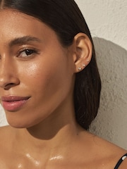 Silver Tone Waterproof Stainless Steel Ball Stud Earrings 3 Pack - Image 2 of 5