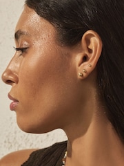 Gold Tone Waterproof Stainless Steel Ball Stud Earrings 3 Pack - Image 5 of 8