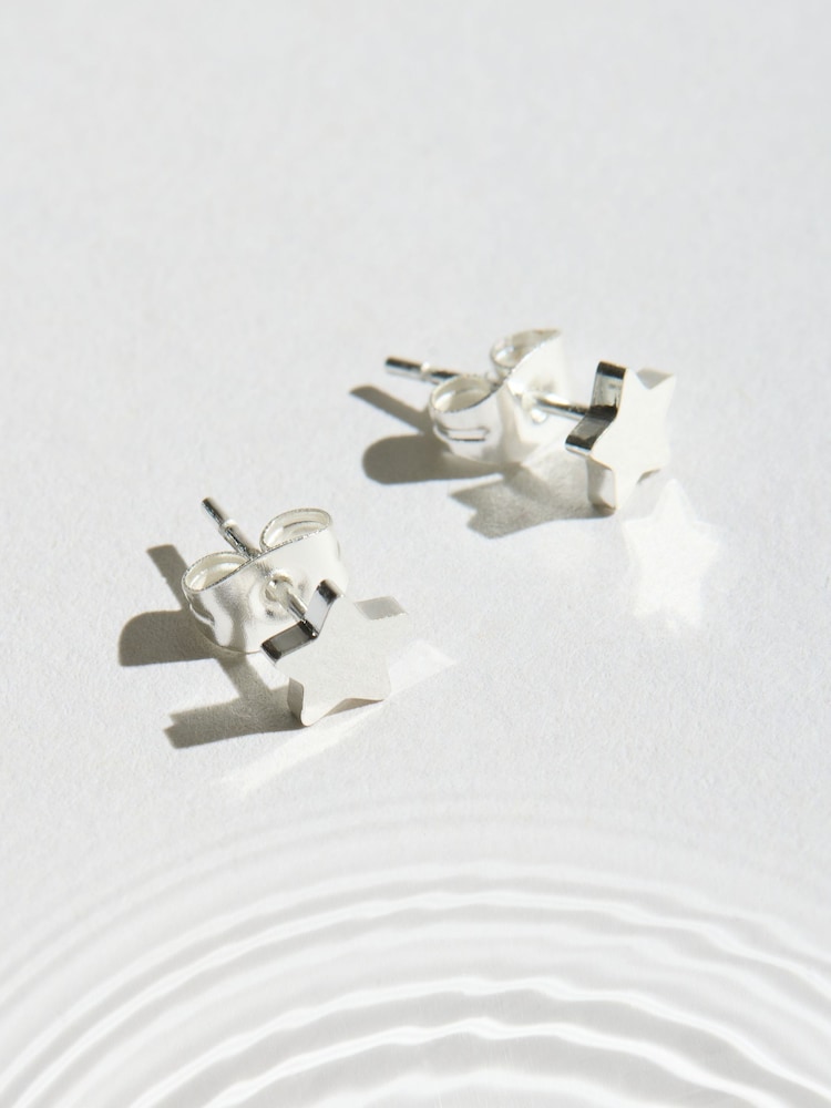 Sølvfarvet - Stainless Steel Waterproof Star Stud Earrings - Billede 2 af 3 Sølvfarvet - Stainless Steel Waterproof Star Stud Earrings - Billede 2 af 3