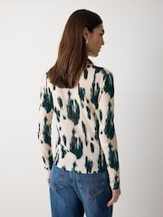 Jigsaw Cream Ikat Long Sleeve Jersey T-Shirt - Image 2 of 6
