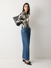 Jigsaw Cream Ikat Long Sleeve Jersey T-Shirt - Image 3 of 6