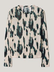 Jigsaw Cream Ikat Long Sleeve Jersey T-Shirt - Image 5 of 6