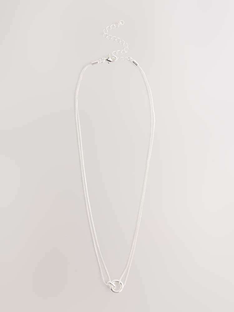 Sterling Silver Plated Double Link Necklace - Image 1 of 1