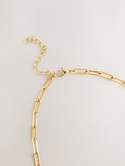 Gold Tone Waterproof Stainless Steel Long Paperclip Necklace - Image 2 of 3