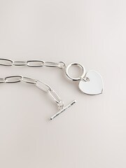 Sterling Silver Plated Heart T-Bar Chain Necklace - Image 4 of 5