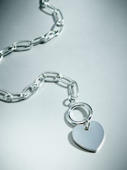 Sterling Silver Plated Heart T-Bar Chain Necklace - Image 7 of 8