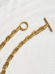Tono dorado - Waterproof Stainless Steel Chain T-Bar Necklace - Imagen 5 de 6