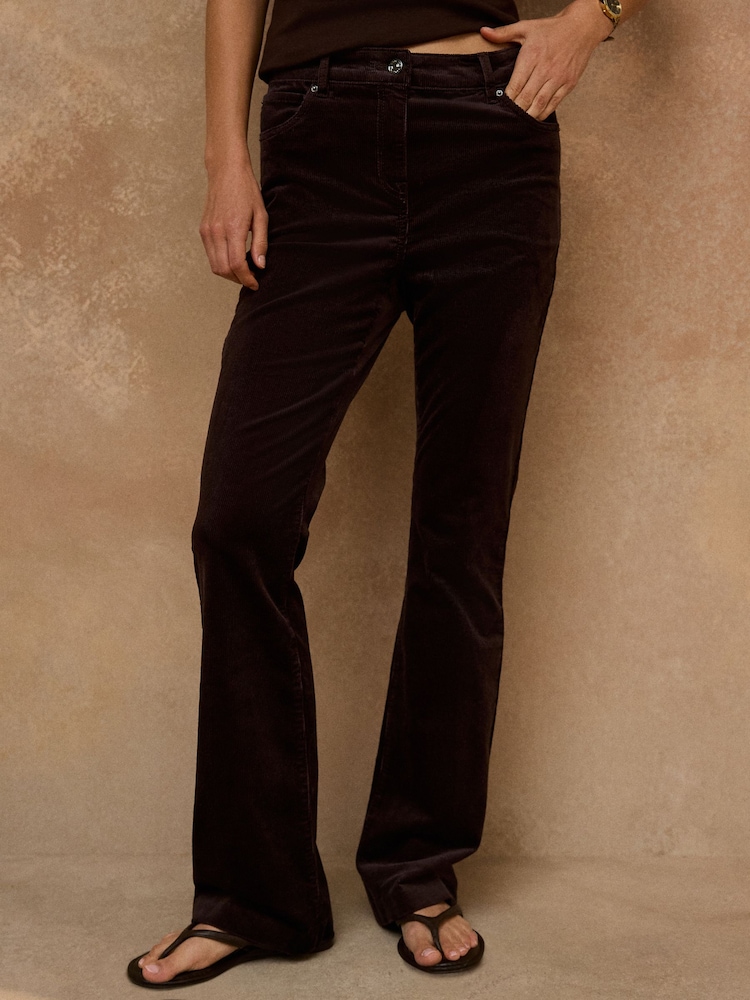 Schokoladenbraun - Cord Bootcut Trousers With Modal - Bild 2 von 5