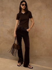 Schokoladenbraun - Cord Bootcut Trousers With Modal - Bild 4 von 5
