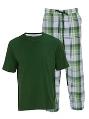 Cyberjammies Green Jersey Top & Checks Pyjamas Bottoms Set - Image 4 of 4