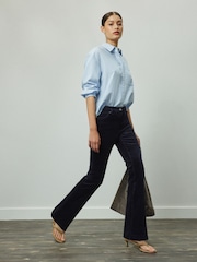 Marineblau/blau - Cord Bootcut Trousers With Modal - Bild 1 von 4