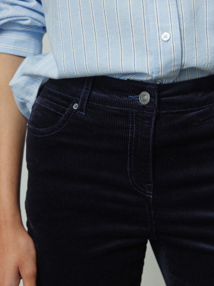 Marineblau/blau - Cord Bootcut Trousers With Modal - Bild 4 von 4