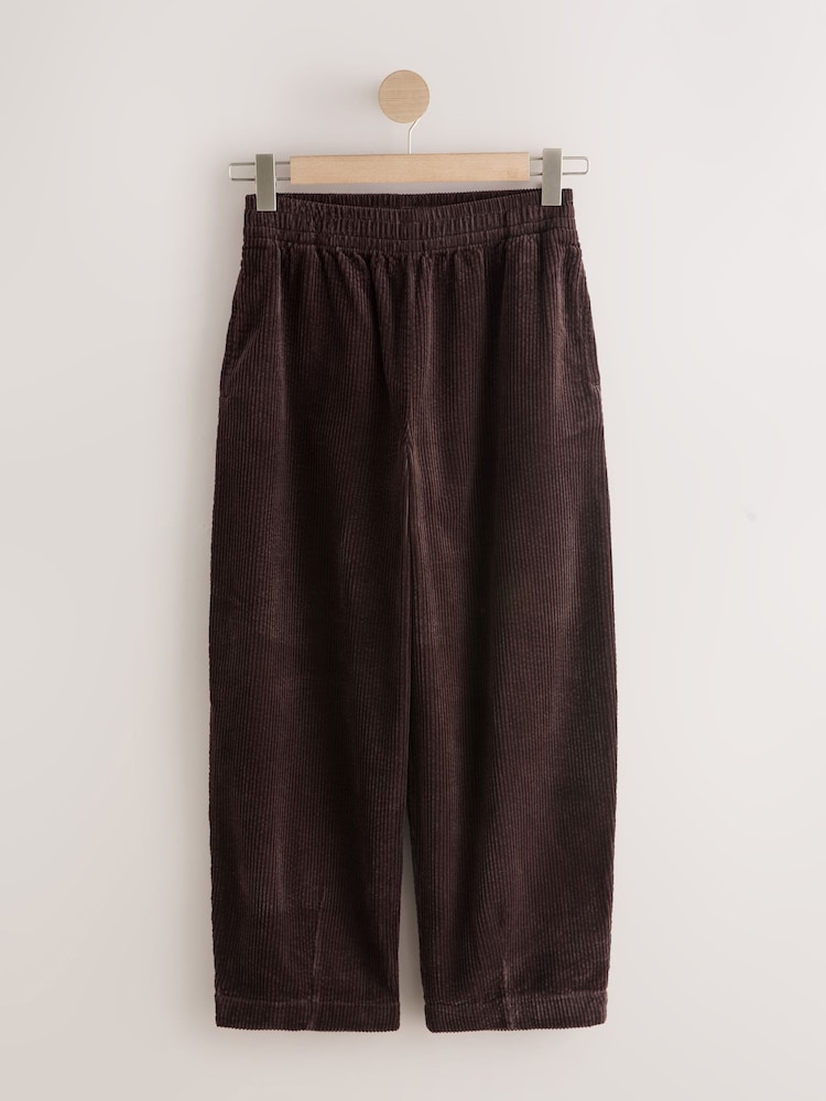 Chocolate Brown Barrel Leg Soft Cord Trousers - Image 1 of 3