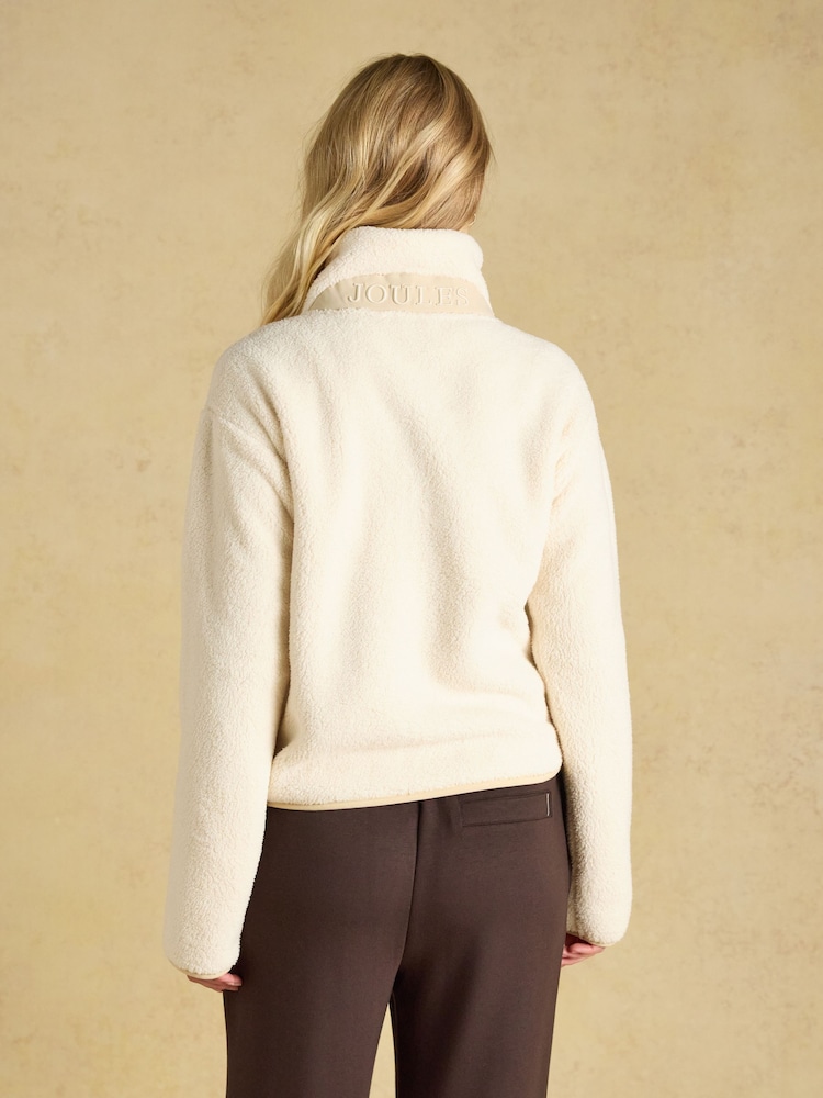Joules Cream Cropped Quarter Zip Fleece - Image 2 of 8 Joules Cream Cropped Quarter Zip Fleece - Image 2 of 8