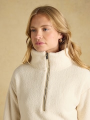 Joules Cream Cropped Quarter Zip Fleece - Image 5 of 8