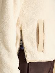Joules Cream Cropped Quarter Zip Fleece - Image 6 of 8
