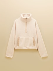Joules Cream Cropped Quarter Zip Fleece - Image 8 of 8