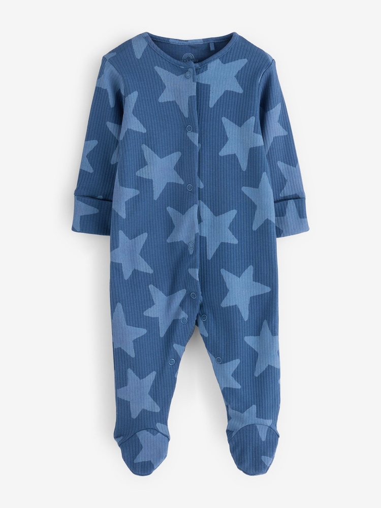 Blue/White Long Sleeve Star Sleepsuit Set 2 Pack - Image 3 of 3