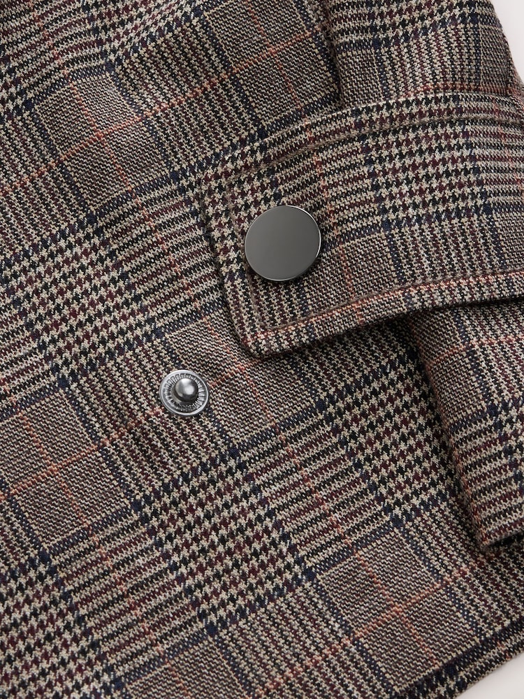 Brown Fine Check - Barrel Leg Trousers with Button Hem - Imagen 10 de 10 Brown Fine Check - Barrel Leg Trousers with Button Hem - Imagen 10 de 10