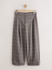 Brown Fine Check - Barrel Leg Trousers with Button Hem - Imagen 6 de 10