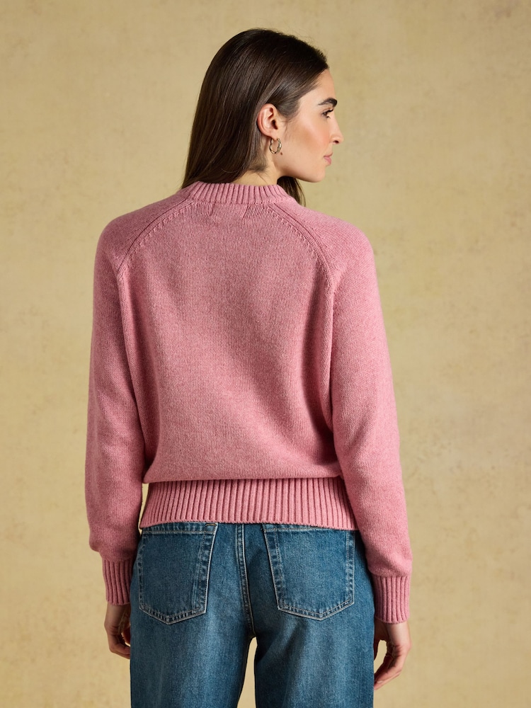 Joules Dashchund Dog Pink Cotton Blend Crew Neck Knitted Jumper - Image 2 of 7