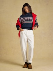 Joules Fair Isle Cotton Blend Knitted Jumper - 7суретінің 3 суреті