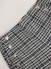 Ecru/Blue/Black Check Ponte Wide Leg Trousers With Button Detailing - Image 2 of 3