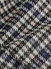 Ecru/Blue/Black Check Ponte Wide Leg Trousers With Button Detailing - Image 3 of 3