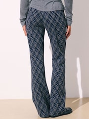 Blue/Grey Check Pintuck Ponte Bootcut Trousers - Image 4 of 8