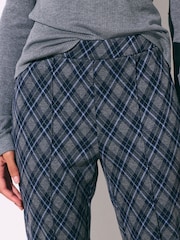 Blue/Grey Check Pintuck Ponte Bootcut Trousers - Image 5 of 8