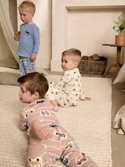 Ecru/Blue/Tan Transport Snuggle Pyjamas 3 Pack (9mths-8yrs) - Image 4 of 12