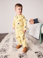 Yellow/Brown Stripe Diggers Button Down Pyjamas (9mths-10yrs) - Image 1 of 3