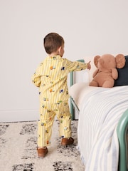 Yellow/Brown Stripe Diggers Button Down Pyjamas (9mths-10yrs) - Image 2 of 3