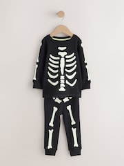 Black Glow in the Dark Skeleton Halloween Pyjamas (9mths-12yrs) - Image 4 of 6
