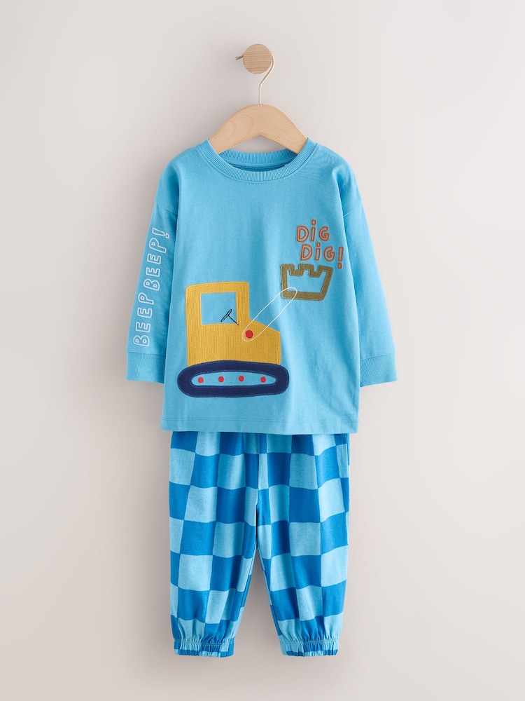 Heldere kleur met graafmachine - Lange mouwen oversized Pyjama's 3 Pak (9mths-8yrs) - Afbeelding 2 van 7 Heldere kleur met graafmachine - Lange mouwen oversized Pyjama's 3 Pak (9mths-8yrs) - Afbeelding 2 van 7