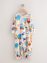 Heldere kleur met graafmachine - Lange mouwen oversized Pyjama's 3 Pak (9mths-8yrs) - Afbeelding 3 van 7