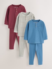 Blue/Grey/Maroon Snuggle Pyjamas 3 Pack (9mths-12yrs) - Image 4 of 11
