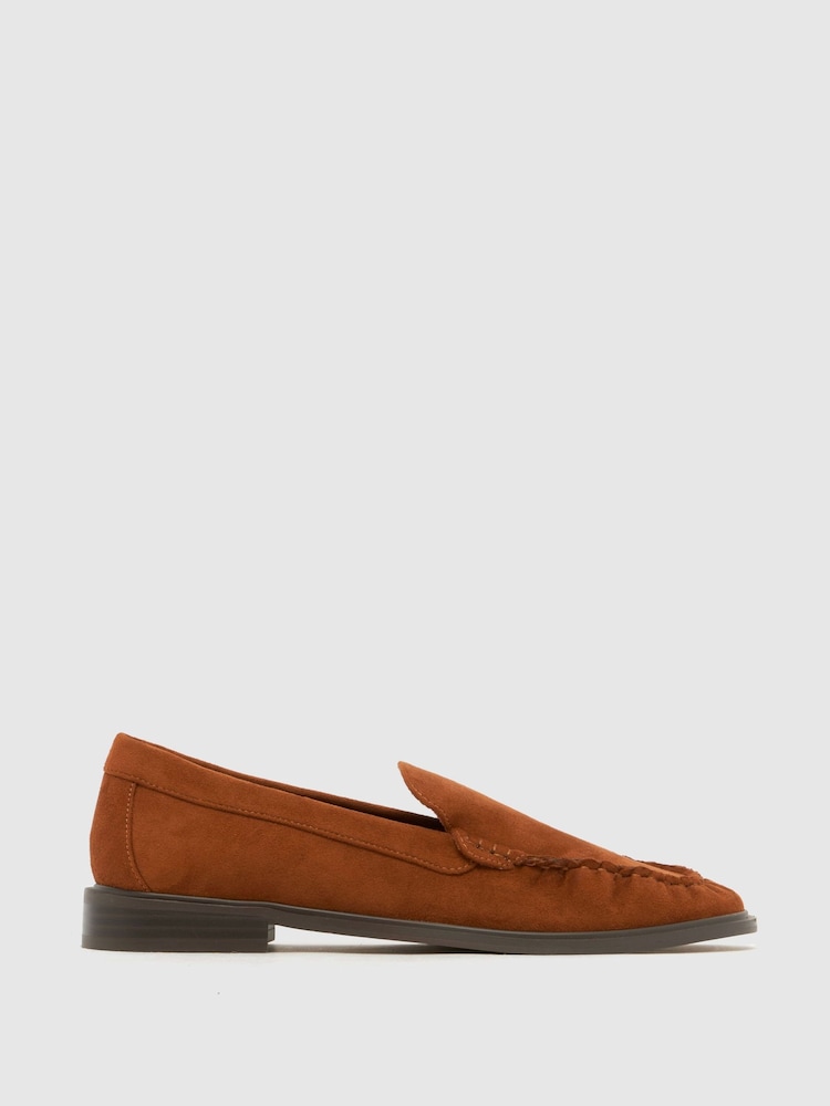 Schuh Brown Lorena Clean Ruched Loafer - Image 1 of 4 Schuh Brown Lorena Clean Ruched Loafer - Image 1 of 4