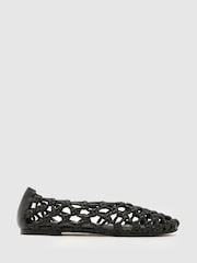 Schuh Black Lotte Woven Ballerina - Image 1 of 4